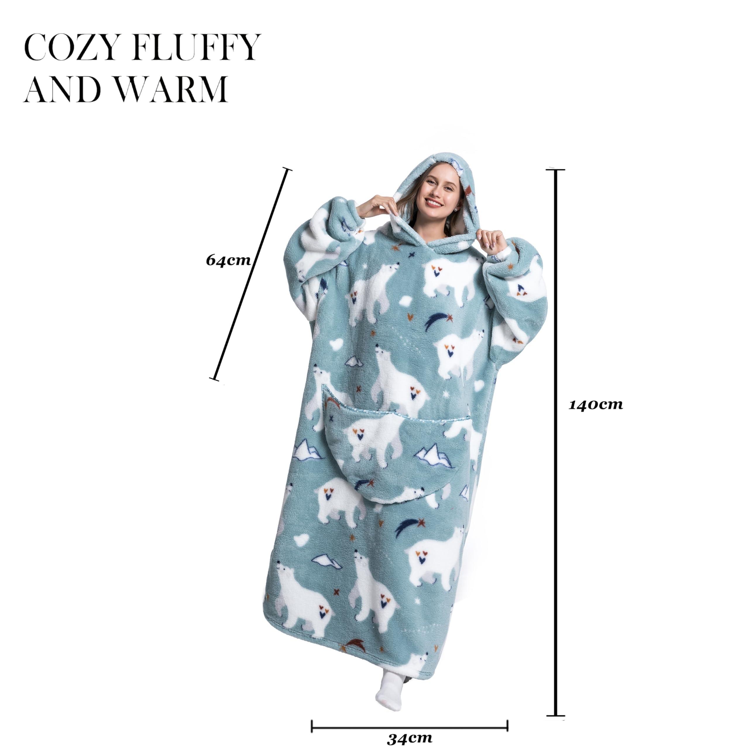 ZXIMU ZXIMU Extra Long Blanket Hoodie Oversized Hoodie Blanket Long Wearable Blanket Hoodie for Adults Snuggle BlanketsBear