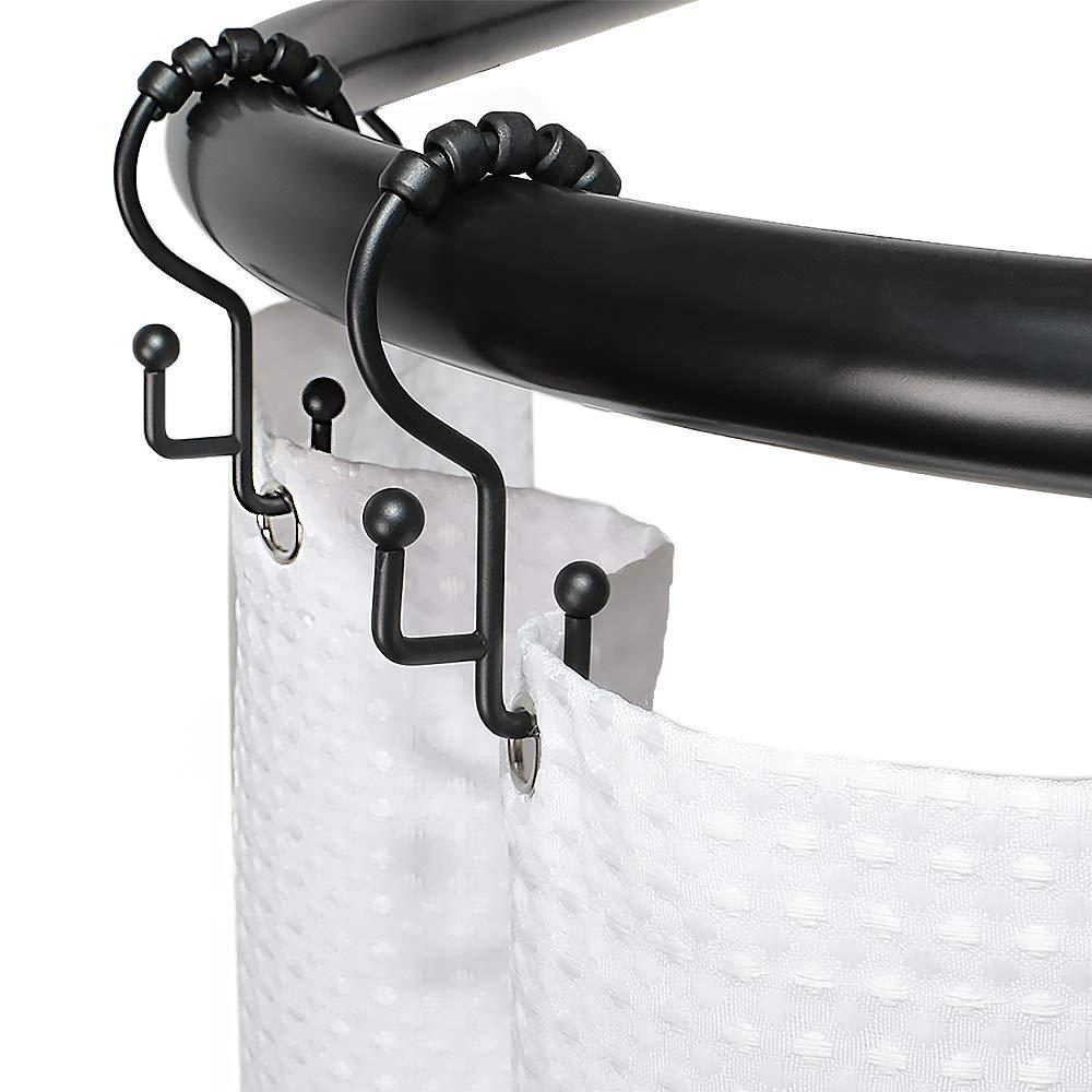 Utopia Alley Utopia Alley Rustproof Aluminum Shower Rod - Matte Black | D-Shape Shower Rod with Ceiling Support, Shower Curtain Rod for Bathroom Shower, Perfect for Freestanding Tubs and Showers (60'' x 25'')