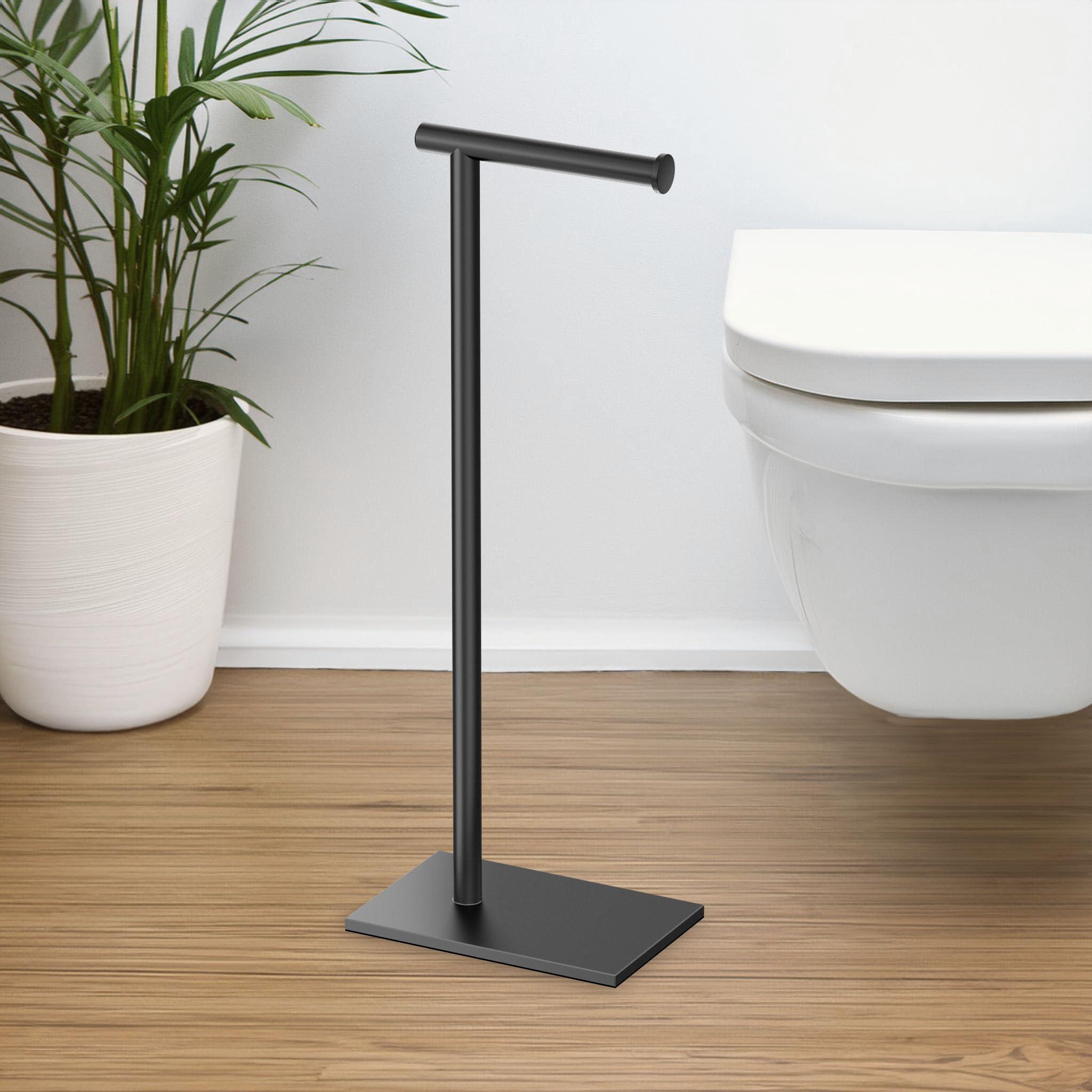 Gatco Gatco 1431MX Modern Square Base Toilet Paper Holder Stand, Matte Black, 22.25"H