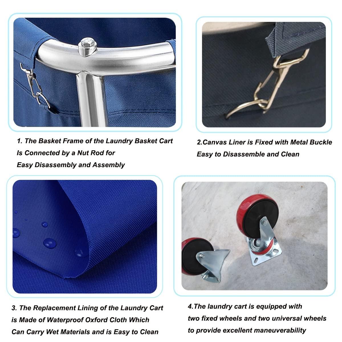 LUXUCURE Large Laundry Cart with Wheels,Heavy Duty Rolling Laundry Basket 400L Clothes Organize Truck for Home and Commercial Hotels Laundry Rooms