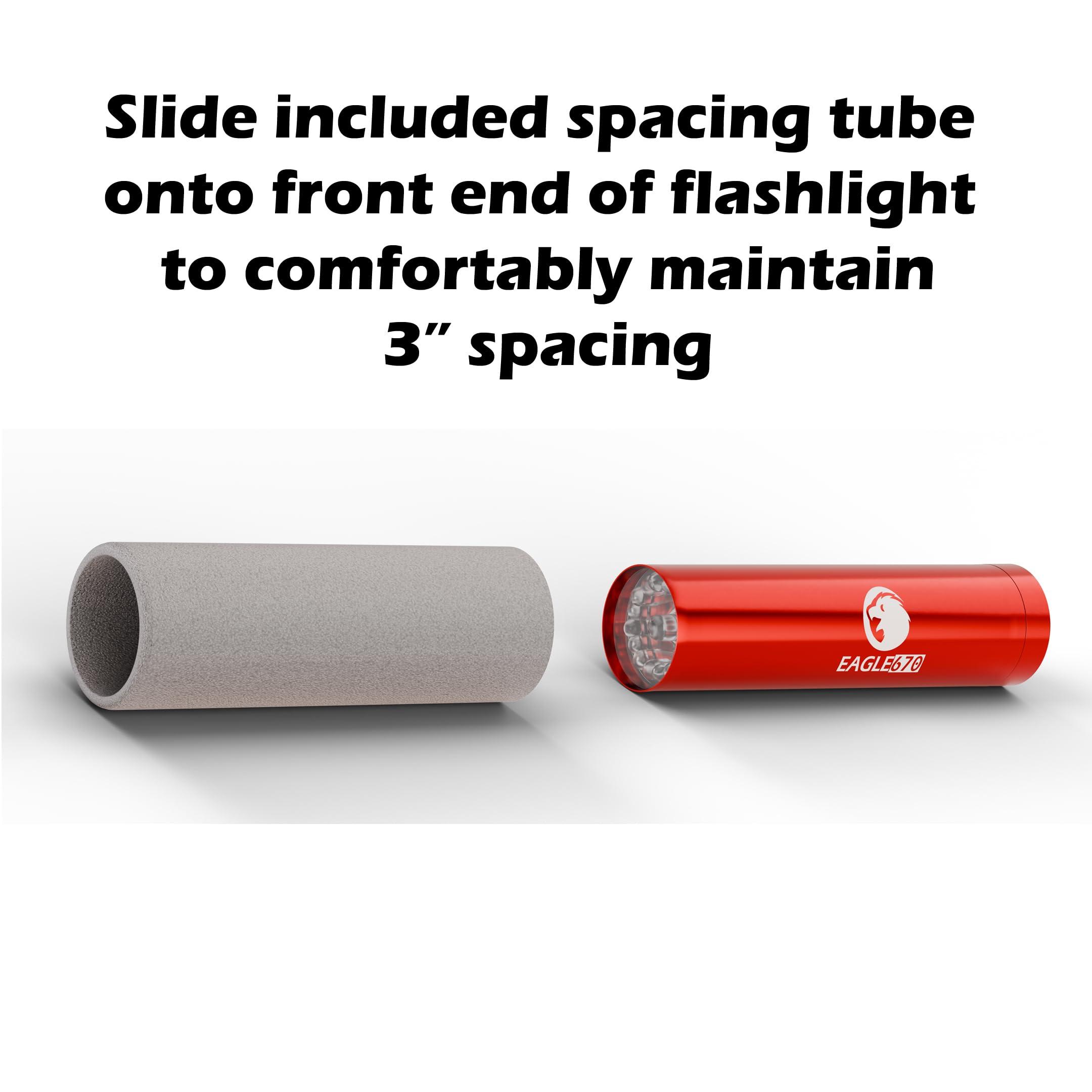 Eagle670 New Version! 670 nm Deep Red LED Light 8mW/cm2 | USA Lab Verified 670nm Flashlight (670 nm LED) w/Spacing Tube | Red Light Therapy 670 nanometers | Easy on The Eyes - no Blue Light