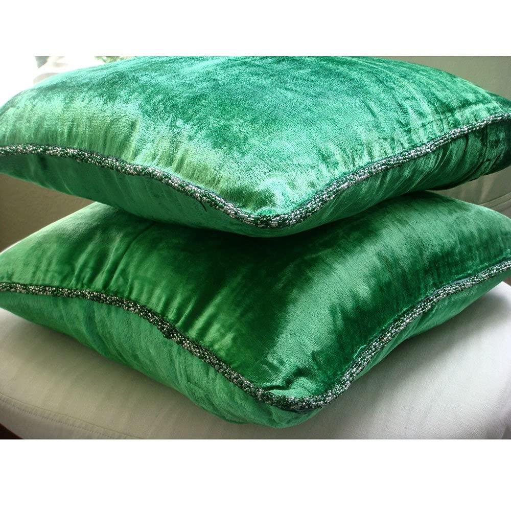 Fabric Mart Direct Fabric Mart Direct Cushion Cover Custom, Emerald Green Pillows Cover, Contemporary Solid Pillow Case, 12x12 inch (30x30 cm) Pillow Cover, Velvet Square Pillowcase, Velvet Pillow Cover - Green Shimmer