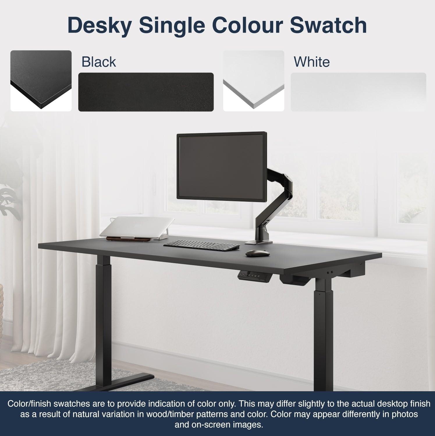 Desky Desky Single Sit Stand Desk - Adjustable Standing Desk - Ergonomic Sit & Stand Up Desk - 47x29.5 Electric Standing Desk - Adjustable Height Table - Sit to Stand Desk - Height Adjustable Desk, White
