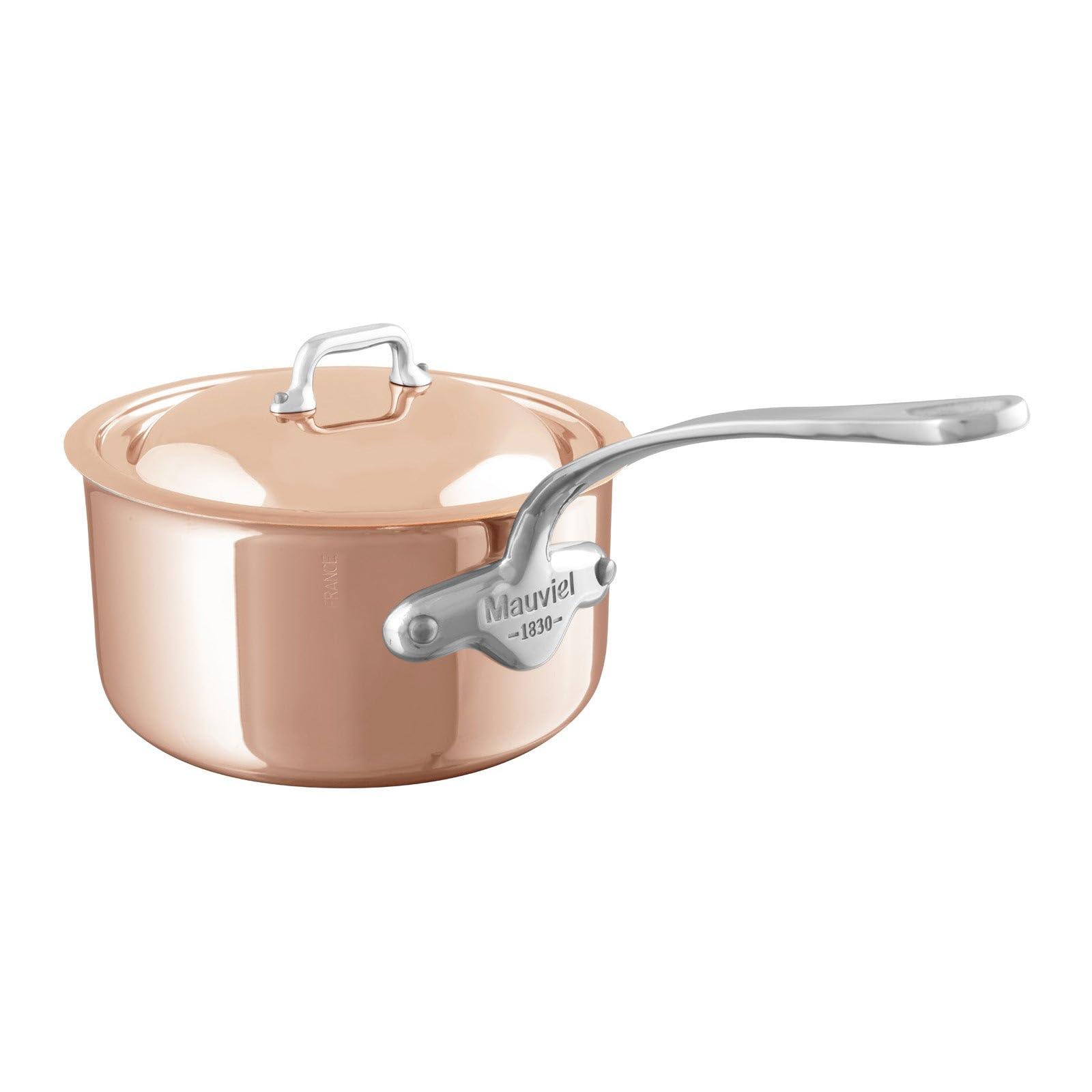 Mauviel Mauviel M6S 6-Ply Polished Copper & Stainless Steel Sauce Pan 1.2-qt and Frying Pan 7.87-in, Made In France