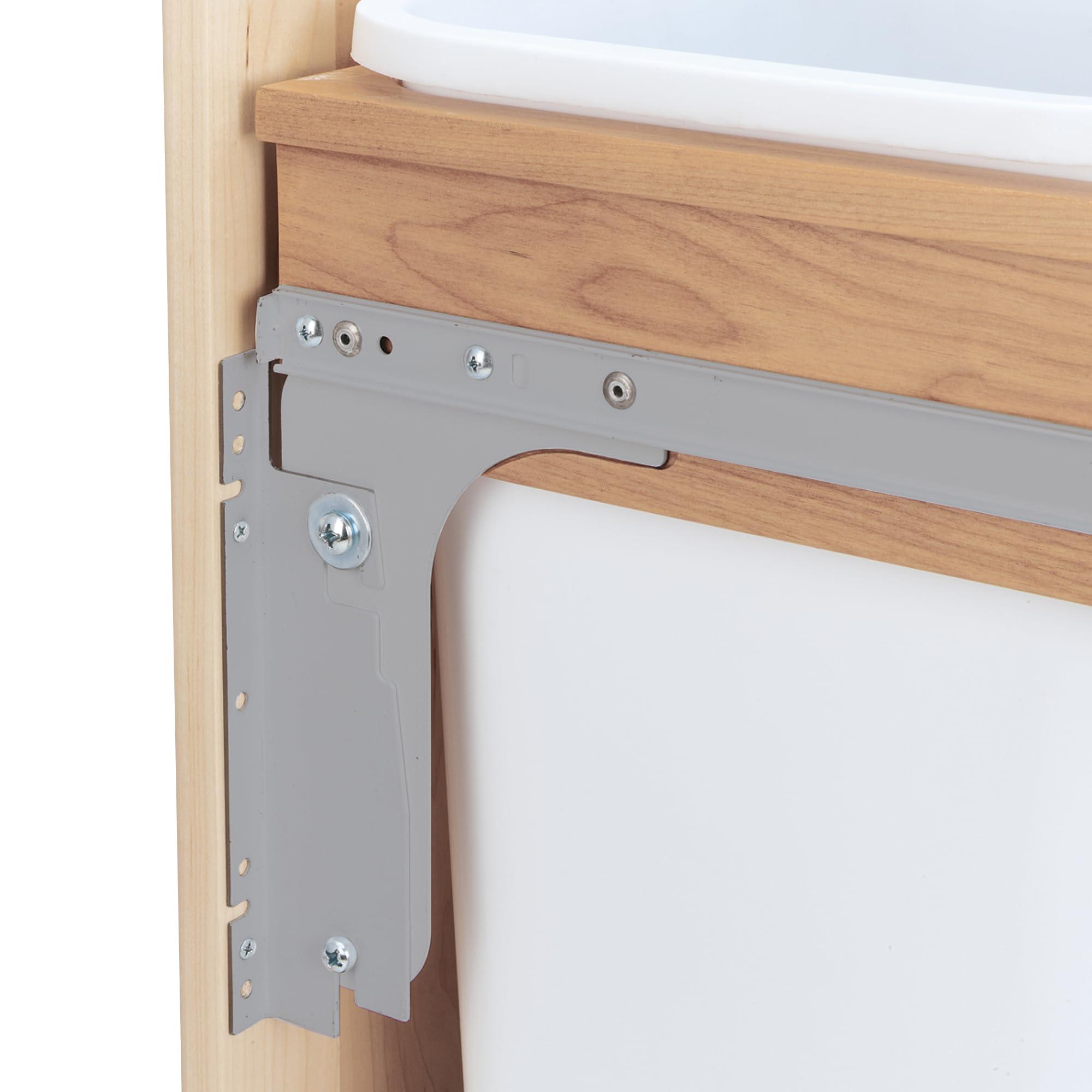 Rev-A-Shelf Rev-A-Shelf Double Pull-Out Trash Can for Base Kitchen& Bathroom Cabinets, 35 Qt Wood Top Mount Garbage Bin, 15\" x 1.5\" Face-Frame, White, 4WCTM-18DM2