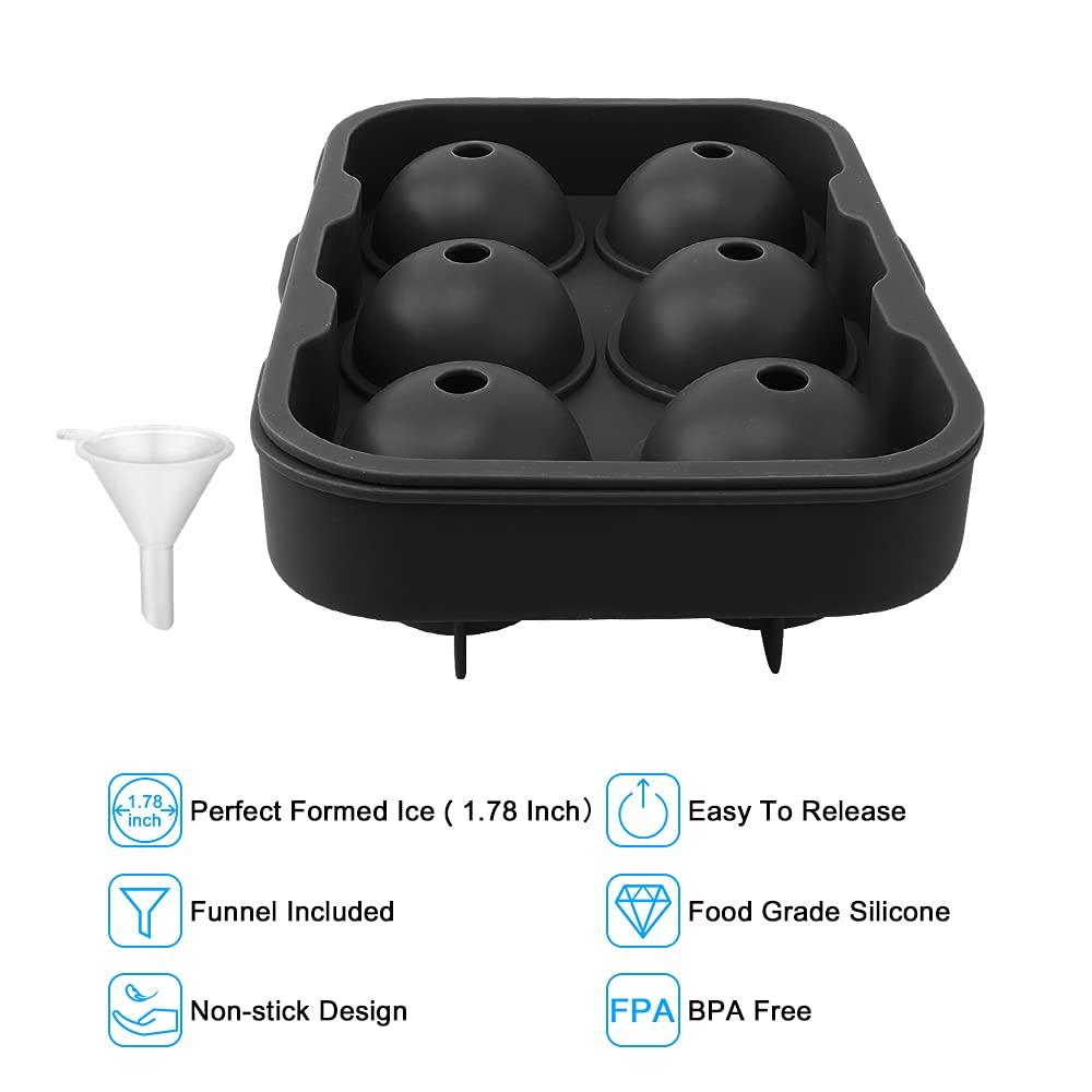 DOXISHRUKY Lucky Shop1234 Silicone Round Ice Cube Mold, Round Ice Cube Trays for Freezer with Funnel, Easy Release Ice Cube Tray Circle Balls for Whiskey Cocktails Bourbon