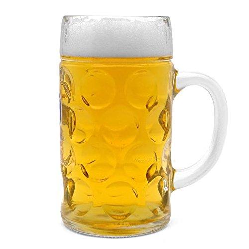 Home to Table Home to Table Oktoberfest Large 44 Oz Dimpled Glass Jumbo Beer Mug With Handle Glass Steins, Perfect For Coffee/Tea Glass, Everyday Drinking Glasses, Cocktail Glasses
