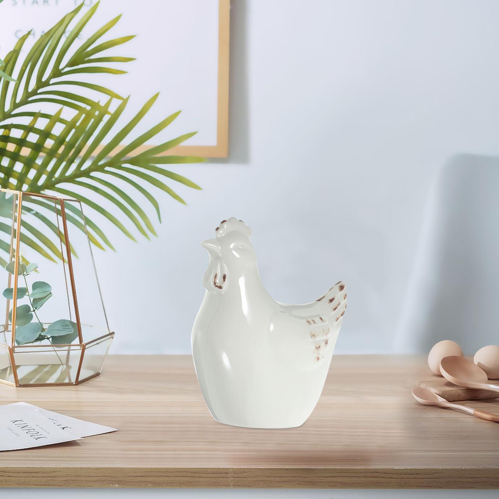 Luxshiny Luxshiny Ceramic Hen Figurines Tabletop Easter Chicken Statue Model Porcelain Animal Farm Sculpture Standing Rooster Figurine Farm Animal Statue Collectible