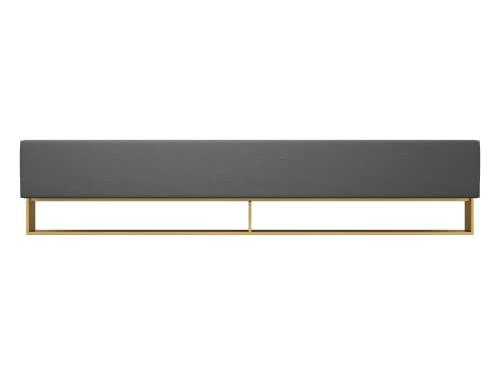 VANT VANT Elevated Platform Bed - Burnished Brass - King Size - Velvet Peacock Blue - Easy Assembly Bed Frame - No Box Spring Needed - Sleek Modern Design for Any Bedroom