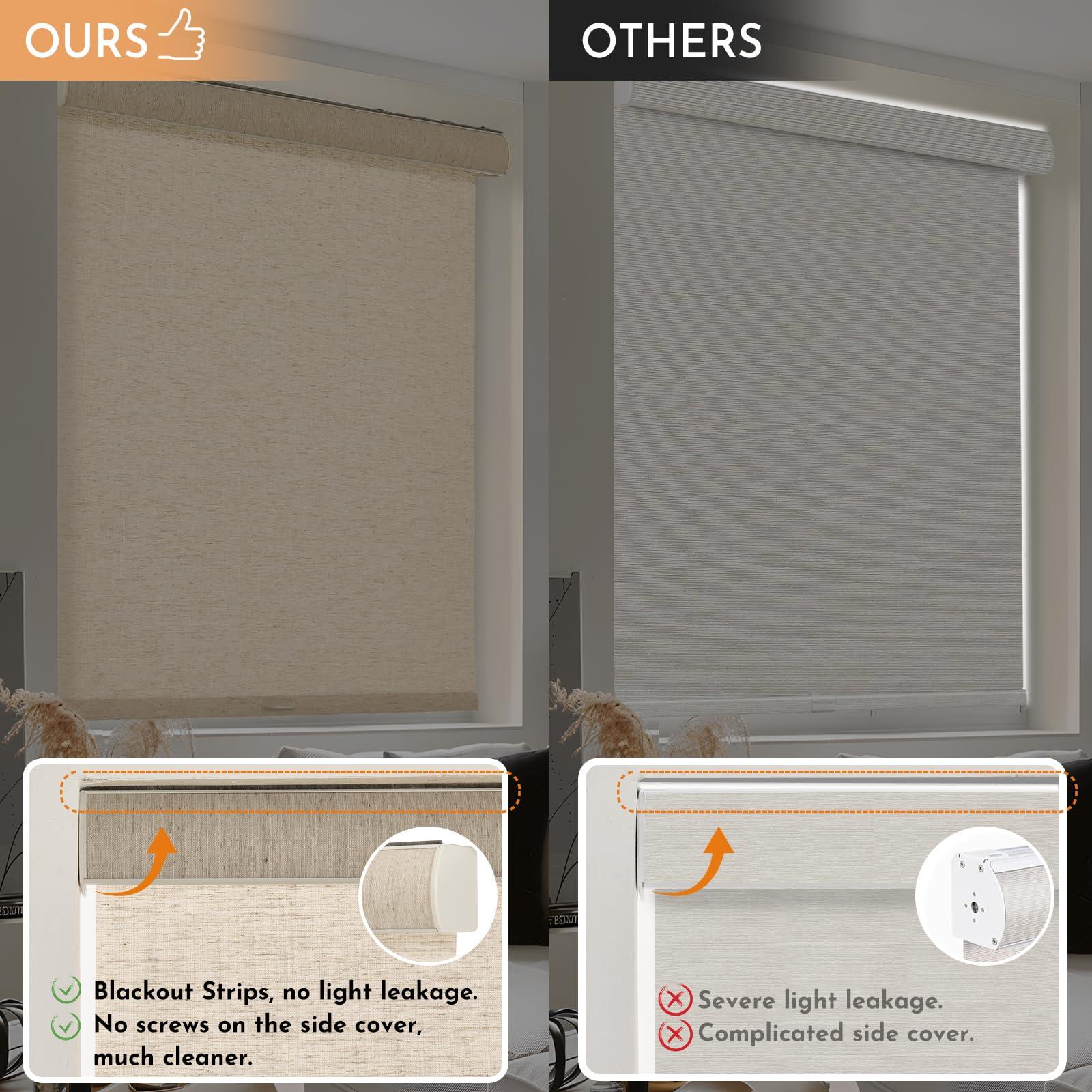 Persilux Persilux Light Filtering Roller Shades for Windows,Cordless,Linen Fabric,Roller Blinds,Thermal Insulated Fabric UV Protection Shades for Home,Office,Bedroom,door,Light Filtering-beige,30" W X 56" H