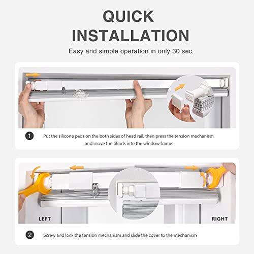 LazBlinds LazBlinds No Tools-No Drill 1" Aluminum Mini Blinds, Cordless Blinds for Indoor Windows, Light Filtering Horizontal Blinds and Shades for Window Size 48'' W x 64'' H, Black