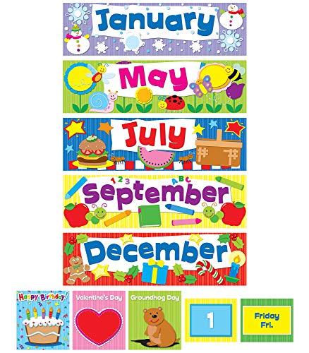 Carson Dellosa Education Carson Dellosa 25\" x 35\" Deluxe Calendar Pocket Chart, Monthly Calendar Pocket Chart for Classroom with Day, Week, Holiday Cards and Storage Pouches and More
