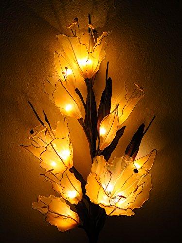 Thai Natural Goods Lily Artificial Flowers Lamps, Vase/floor/table Lamps, Night Light, Wedding Lighting, Home Decor, Gift, Made By Nylon, Paper, Fabric, 20 Light Bulbs, 33 Inch