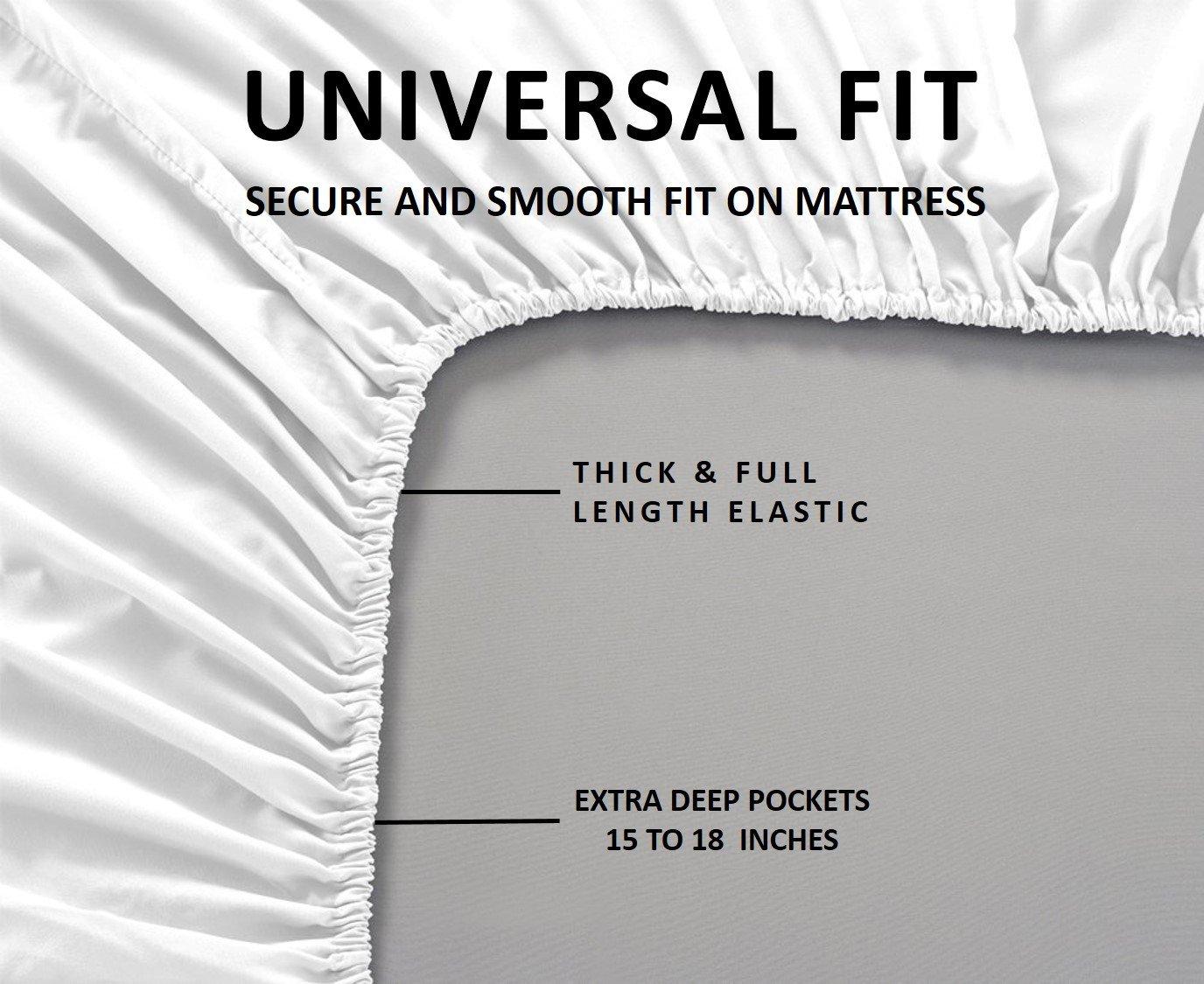 Destiny Collection Destiny Collection 1800 Thread Count Luxurious Heavy Egyptian Cotton 4-PCs Sheet Set Fits Mattress 10-12\'\' Deep Pocket (King Size Sheets for Bed (Stripe, Ivory)