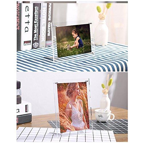 BFRed Acrylic Photo Frame 4x6 inch Brackets Or Hanging Picture Frames,File Certificate Photo Frame Wall Mount Floating and Desktop Photo Frame