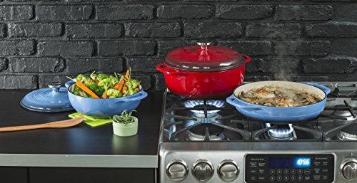 Lodge Lodge 7.5 Quart Enameled Cast Iron Dutch Oven with Lid Dual Handles Oven Safe up to 500 F or on Stovetop - Use to Marinate, Cook, Bake, Refrigerate and Serve Caribbean Blue