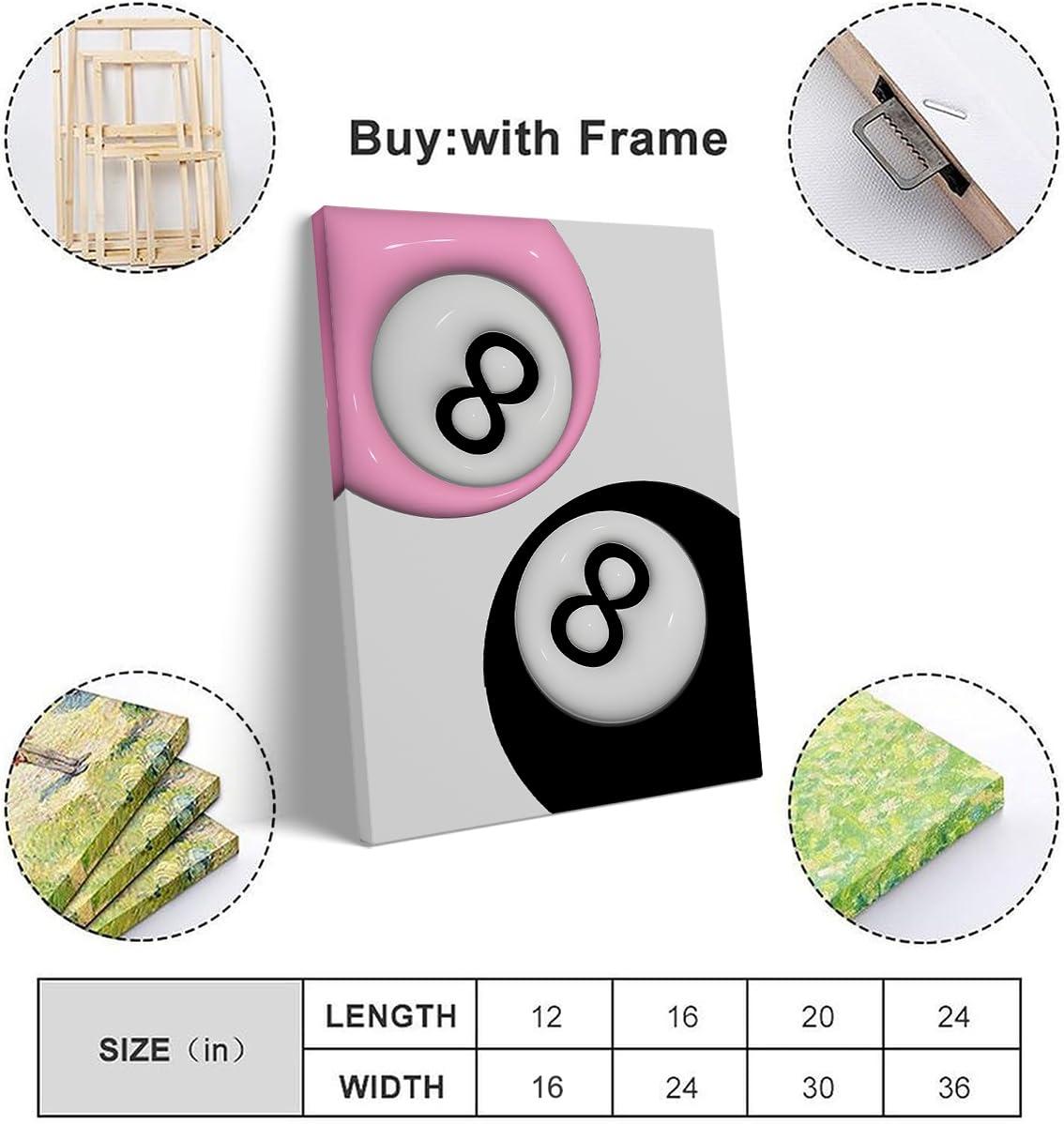 Generic 8 Ball Print Couple Print Pink Trendy Retro Poster Wall Art Preppy Print Room Decor College Dorm Aesthetic Psychedelic Art Trippy Gift 24x36\"framed