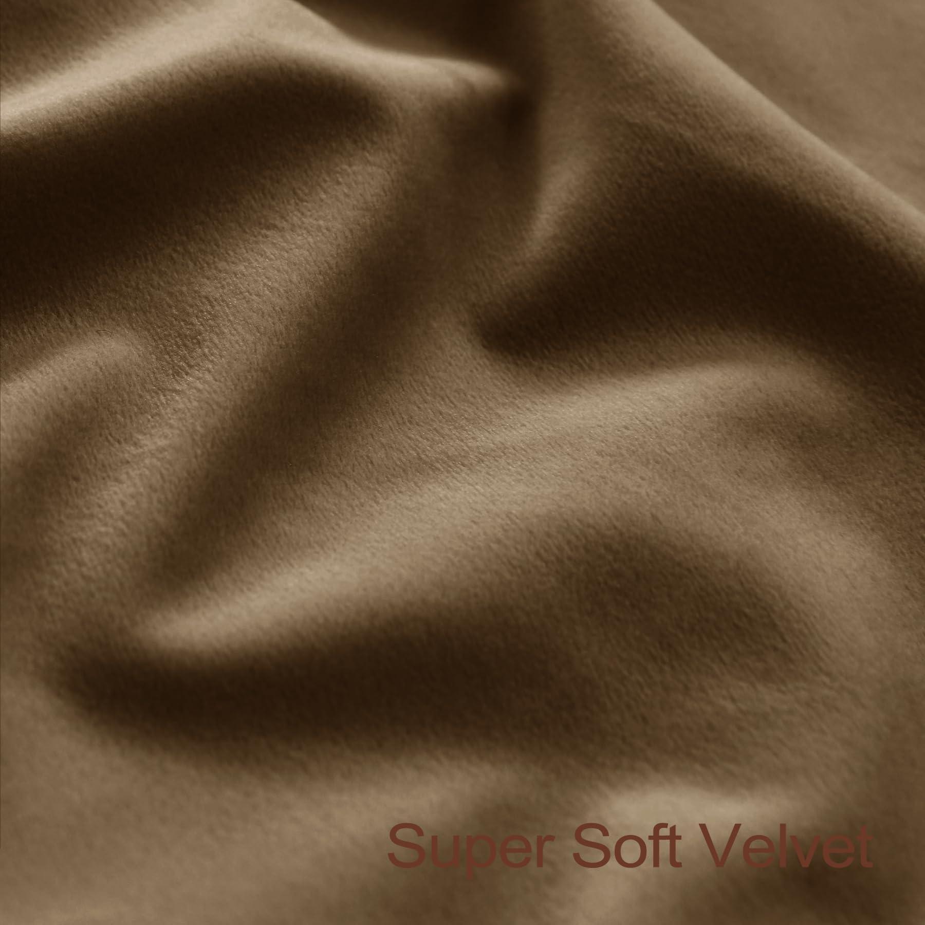 Fcosie Fcosie 204 Inches Long Thick Thermal Insulated Velvet Curtains Pinch Pleated Extra Long Curtains & Drapes for High Ceiling Room Darkening Curtains Drapery Draperies, Toffee, 50" W by 204" L, 1 PC