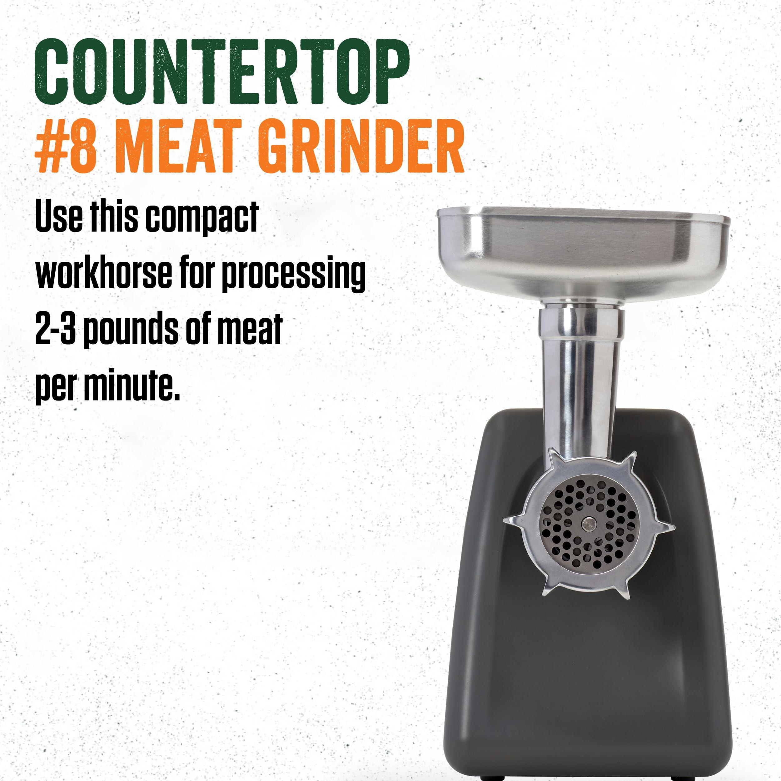 LEM LEM Products #8 Countertop Meat Grinder, 575 Watt Aluminum Electric Meat Grinder Machine, Ideal for Occasional Use,Silver
