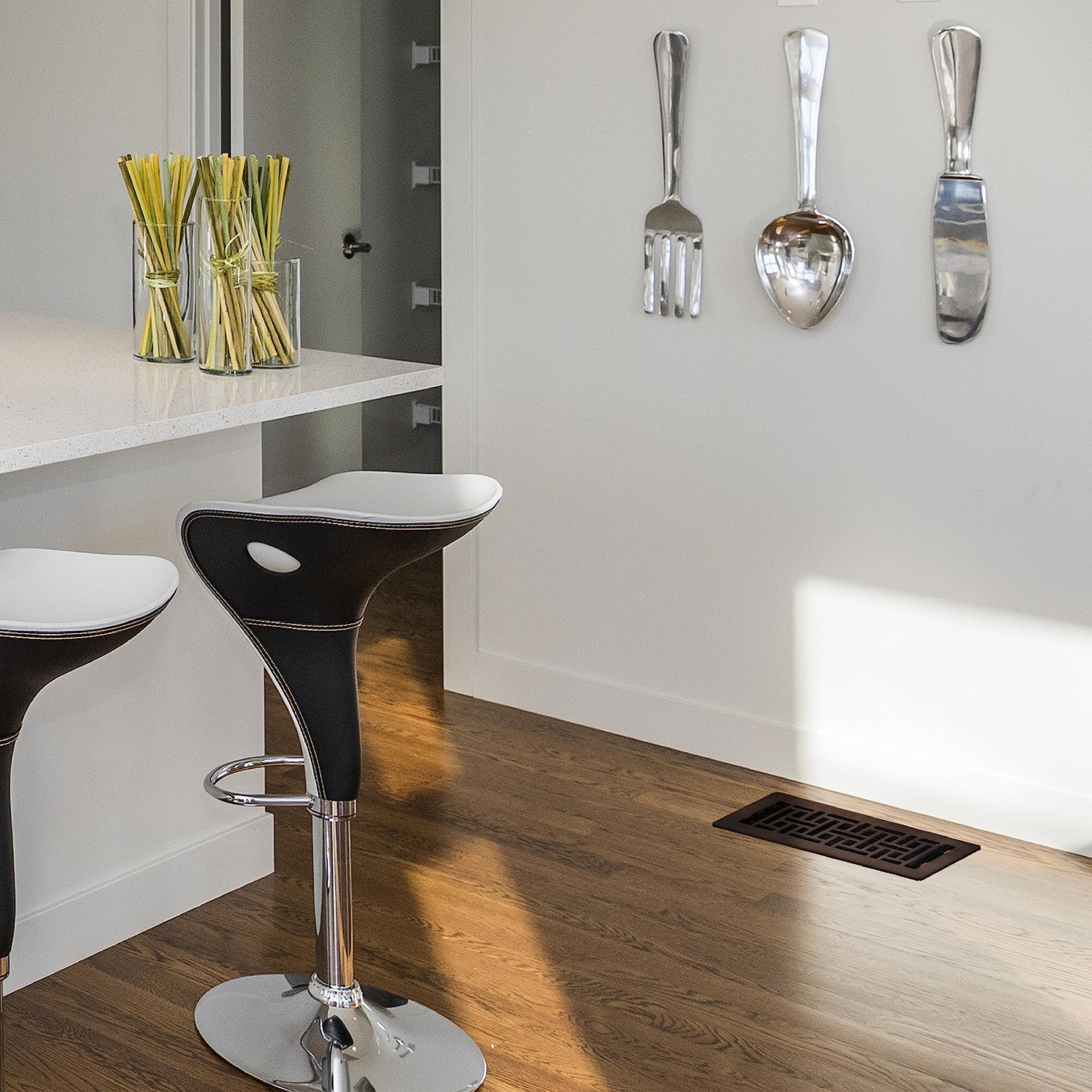 Decor Grates Decor Grates AJH410-RB Oriental Floor Register, 4x10 Inches, Rubbed Bronze Finish