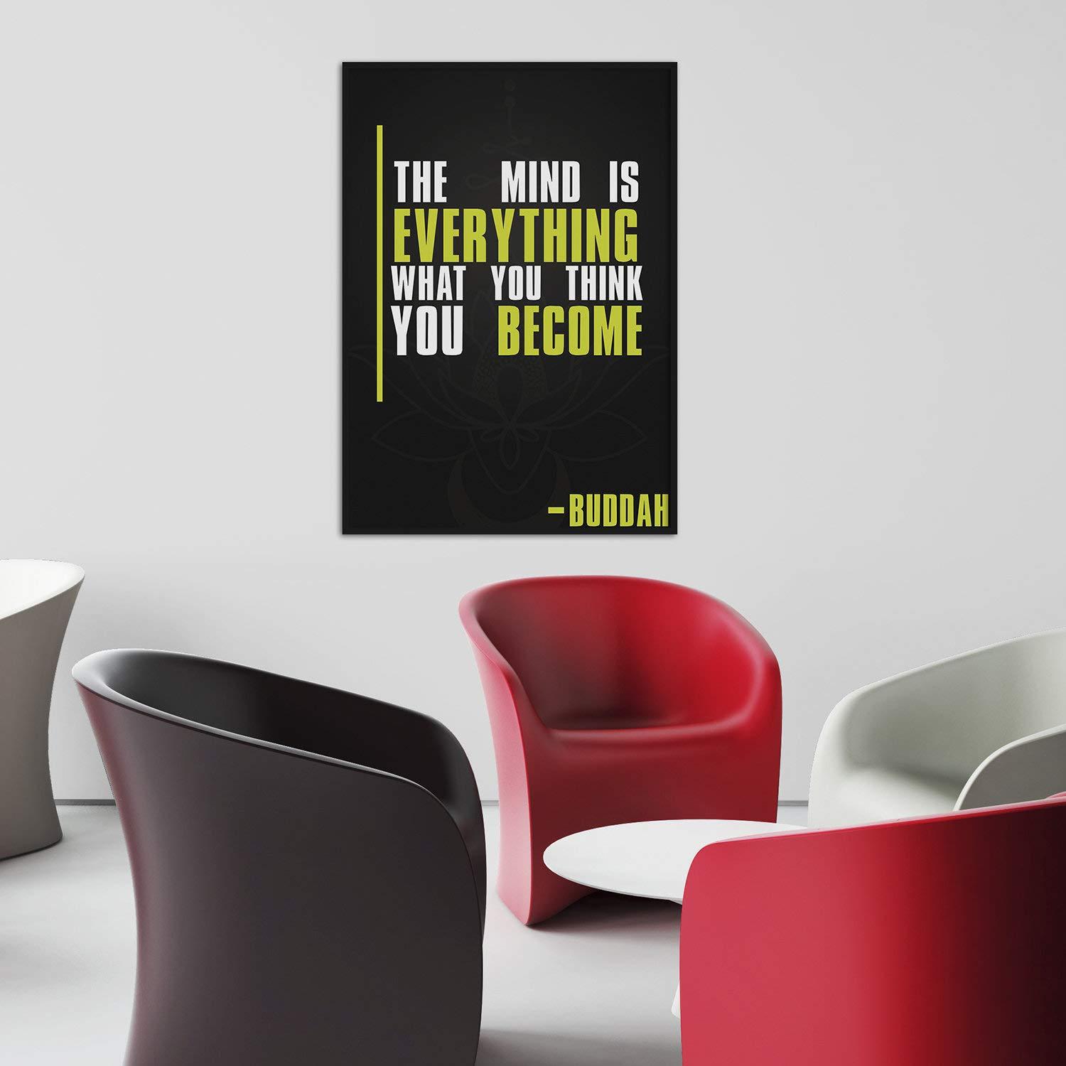 Decords Motivational Quote Wall Poster Print Art - Inspiring Motivation Positive Printable Gift - Buddah The Mind is Everything What You Become