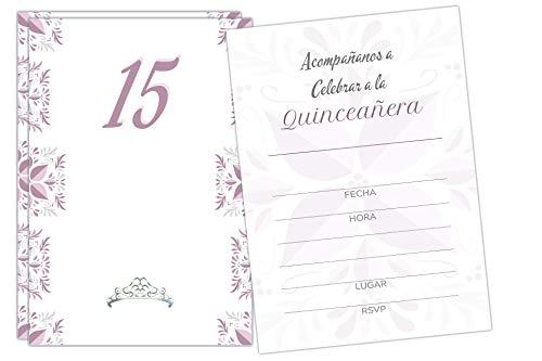 Elcer Elcer 20 Quinceaera Party Invitations with envelopes | Blank Fill-in Invites | 5 x 7 | 15th Birthday Party Favor | Sweet 15 | En Espaol | In Spanish