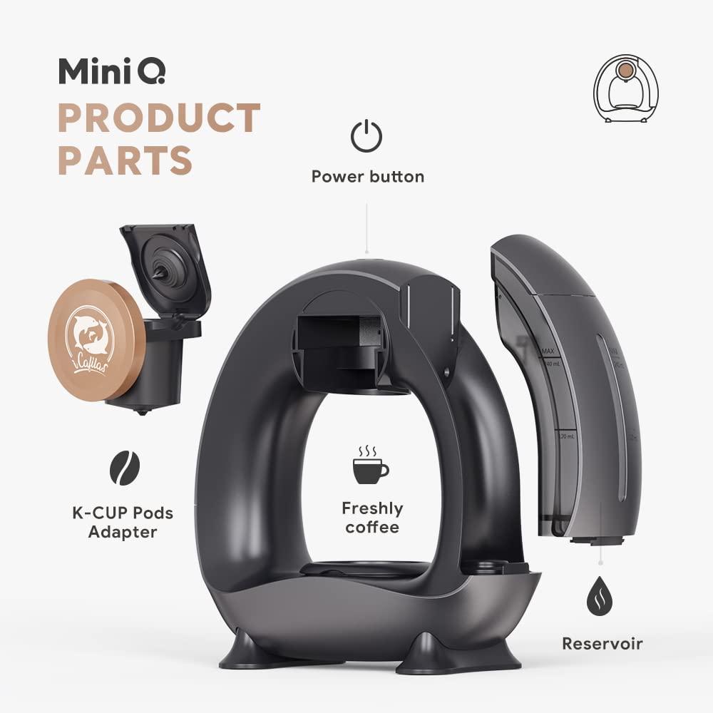 BENFUCHEN BENFUCHEN Single Serve Coffee Maker for K Cup/Ground Coffee, MINI Q Americano 2 in 1 Coffee Brewer One Cup Coffee/Tea Maker With Two Adapter, 4-8 oz Brew Sizes