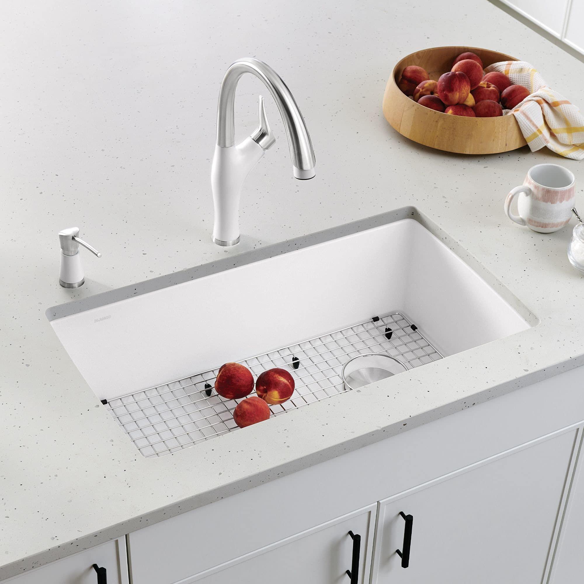 BLANCO BLANCO, White 441767 DIAMOND SILGRANIT Super Single Undermount Kitchen Sink, 33.5\" X 18.5\"
