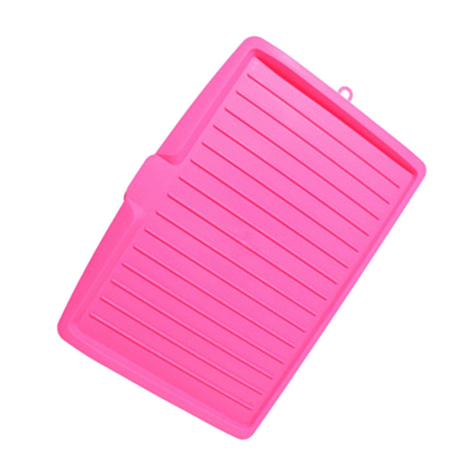 Sunicon Sunicon Kitchen Dish Drain Board, Kitchen Counter Drying Rack Dish Drainer Tray with Side Drop Slope Diversion and Non Slip Base for Bowl Cup Kitchenware, Rose Red