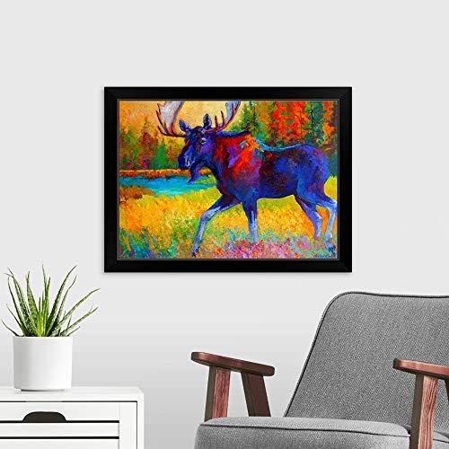 CANVAS ON DEMAND Majestic Moose Black Framed Art Print, Wildlife Artwork