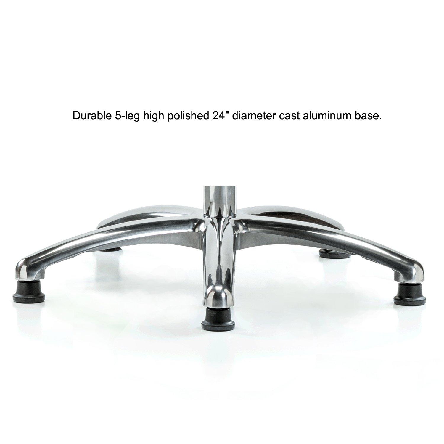 Perch Chairs & Stools Perch Clean Room Ergonomic Industrial Chair with Handle, Footring and Stationary Caps, Workbench Height