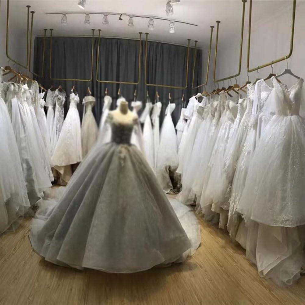 LXHELIVERY LXHELIVERY Clothing Store Suspended Ceiling Metal Display Rack Wall Mounted Garment Rack Hanging Clothes Rack Detachable for Storage Wedding Dress U-Shaped Shelf (Color : Gold, Size : 100x150cm)