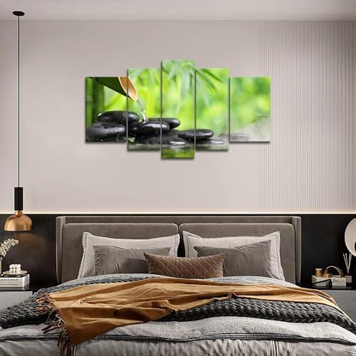 First Wall Art 5 Panel Zen Wall Art Green Spa Still Life with Bamboo Painting The Picture Print On Canvas Botanical Pictures for Home Decoration