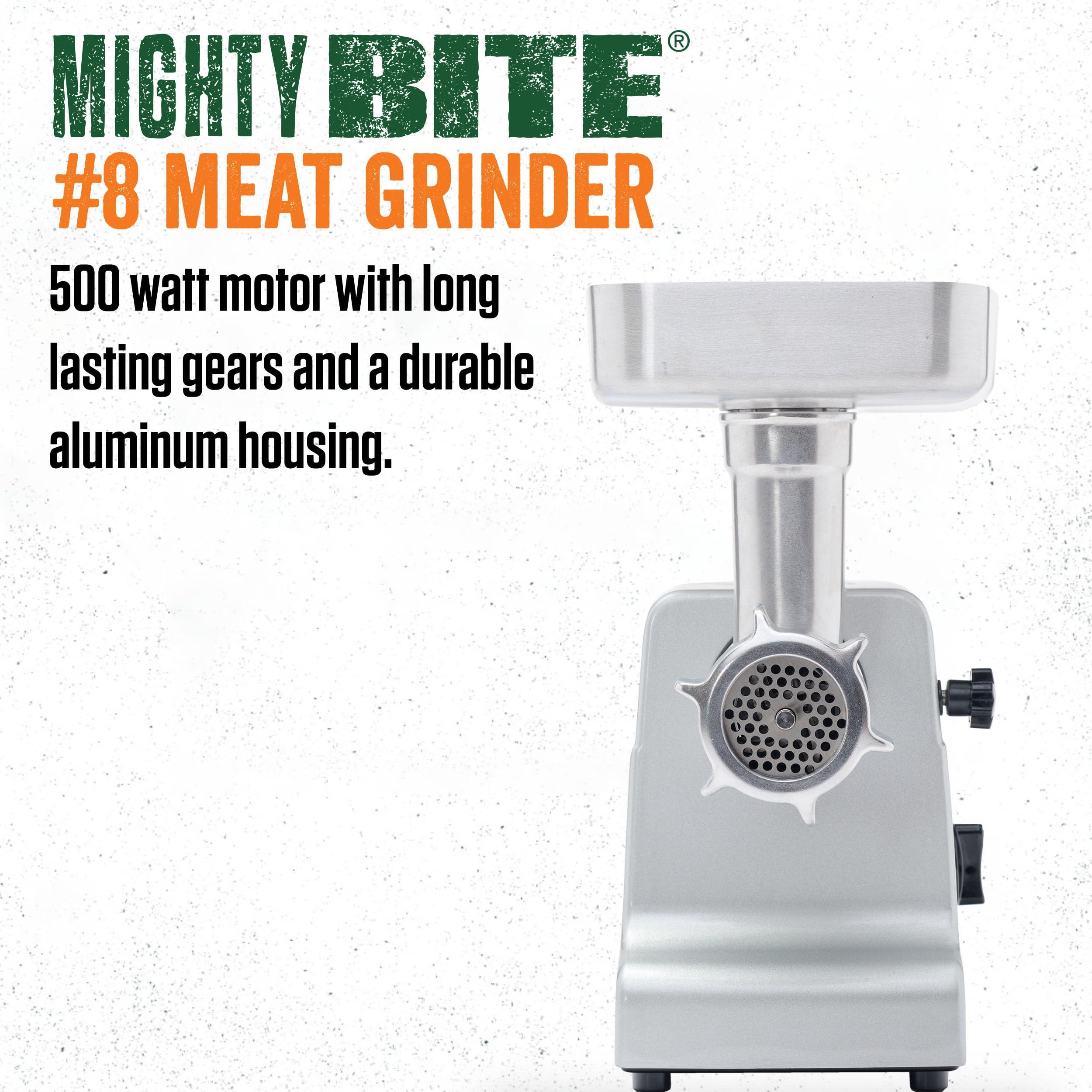 LEM LEM Products MightyBite #8 Meat Grinder, 500 Watt Aluminum Electric Meat Grinder Machine, Ideal for Regular Use