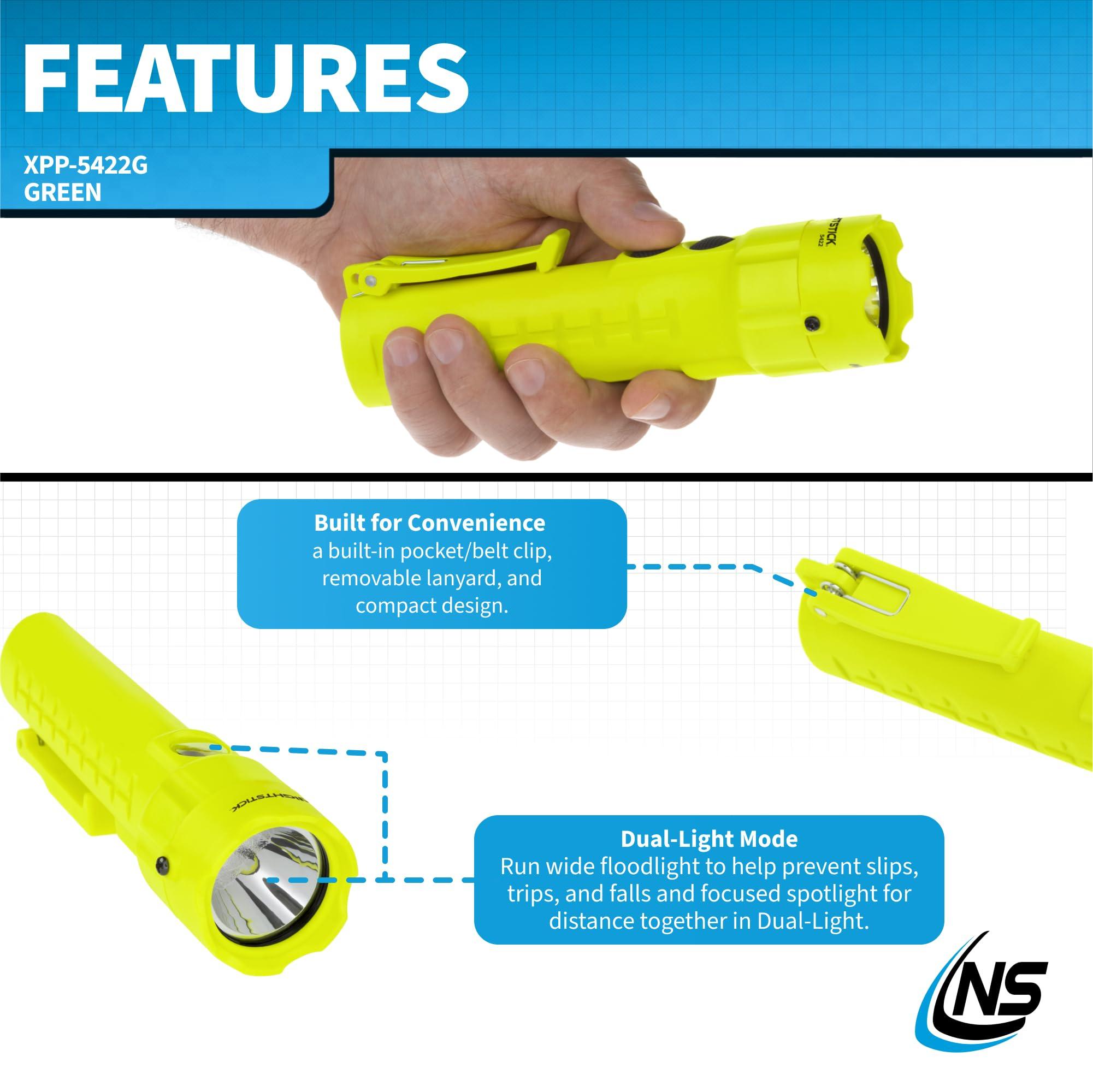 Nightstick Nightstick XPP-5422G 3 AA Intrinsically Safe Permissible Dual-Light Flashlight, Green