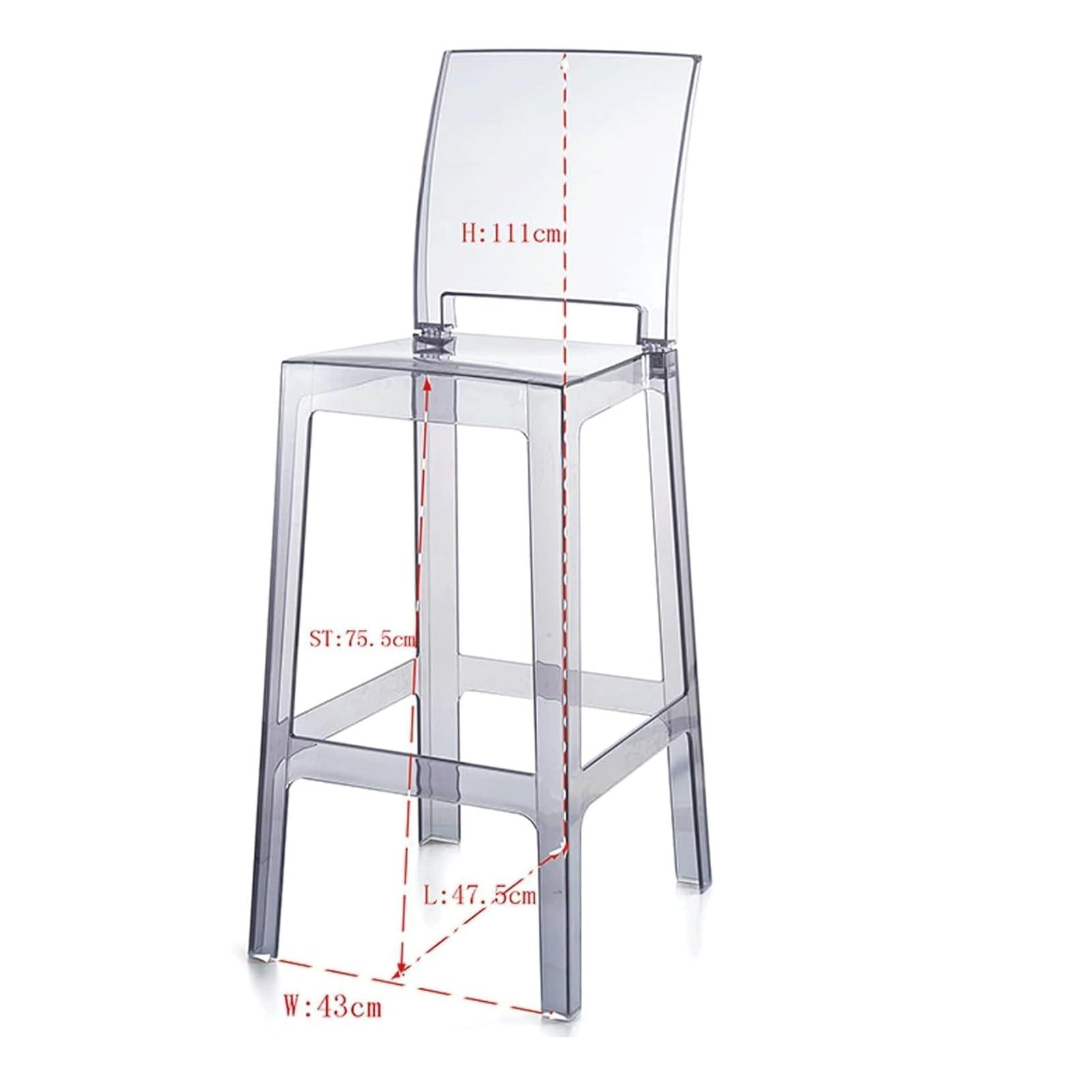 MUYRJLZX MUYRJLZX Tall Bar Chairs Clear Bar Stool Modern Dining Chair with Back and Footrest Bar Chair 43x47.5x111 Cm Chair Load 200 Kg Kitchen Bar Stools Enjoy Life