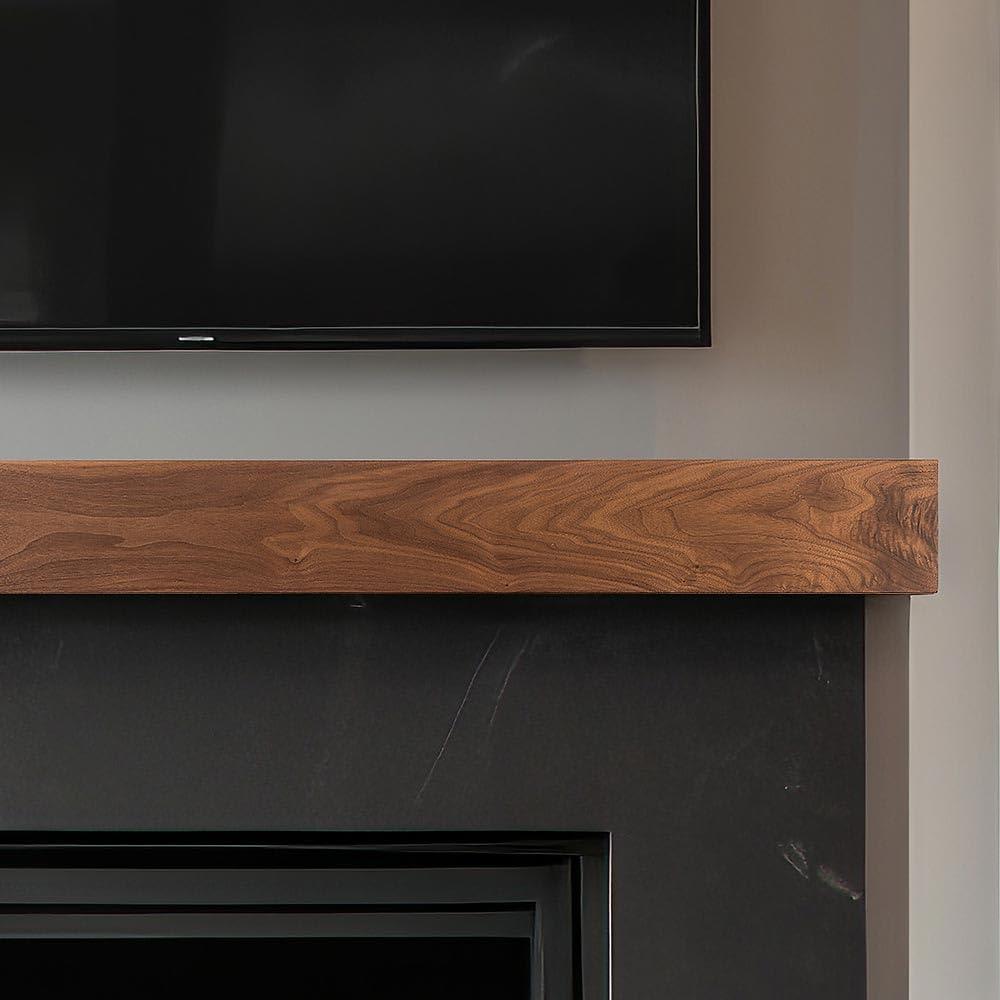 Modern Ember Modern Ember Walnut Creek 60 Inch Fireplace Mantel Shelf in Burnt Sienna - Durable 9\" Depth, Wall-Mounted Shelf with Smooth Finish and Close-Grain Details, Real Walnut Wood