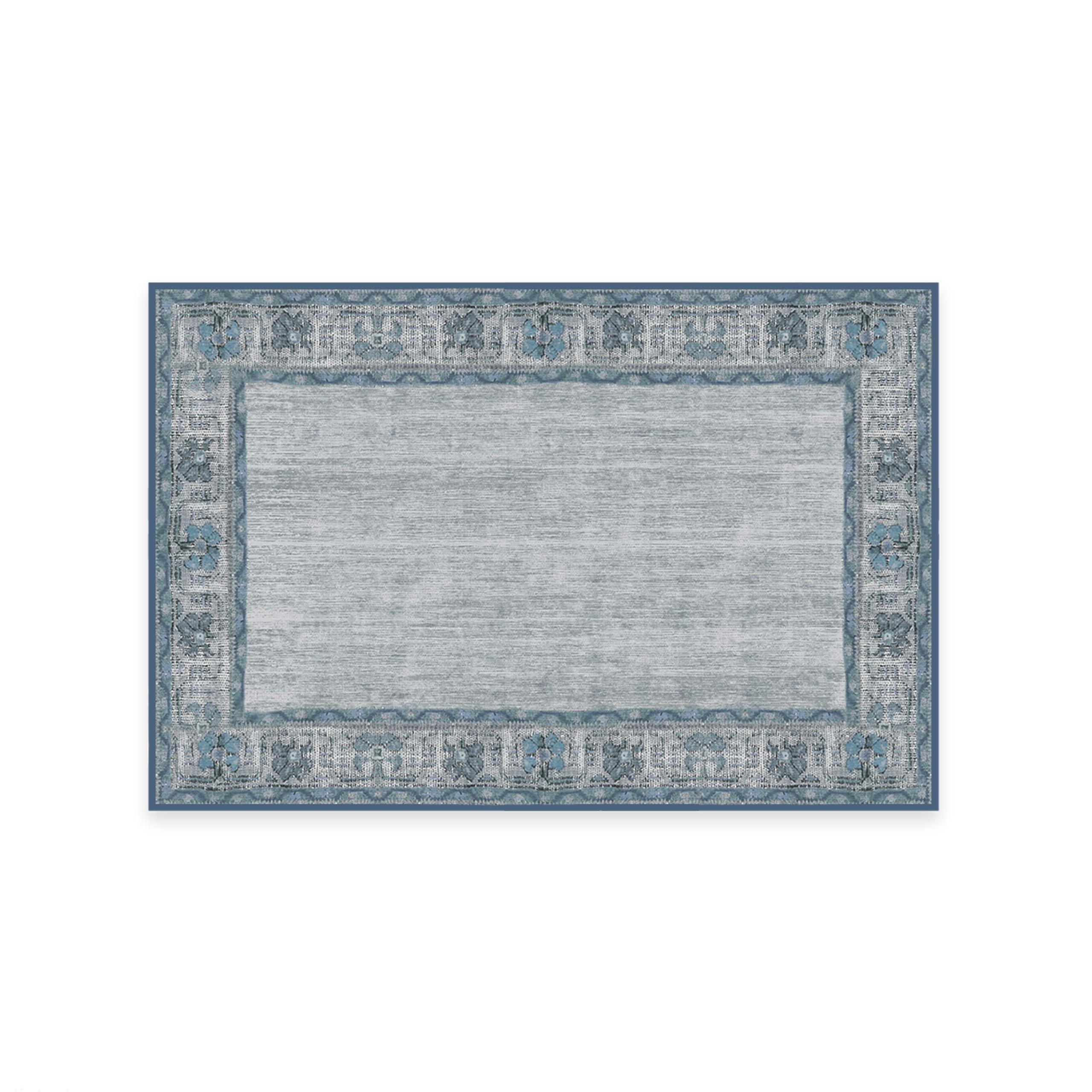 RUGGABLE Ruggable Washable 2x3 Area Rug, Zinnia Blue, Premium Rugs for Living Room, Bedroom, Kitchen, Office, Classroom with Gripper Non Slip Pad