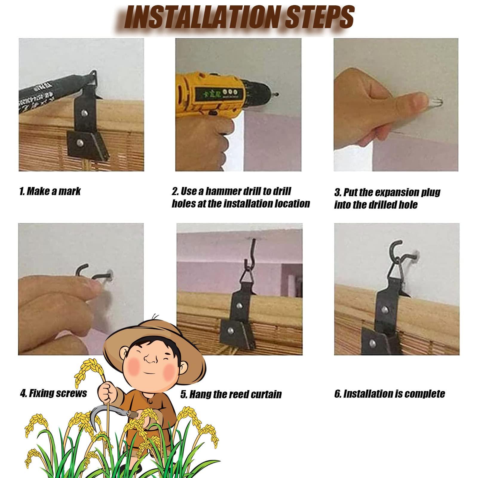 OCAZI Bamboo Shades - Outdoor Roll-Up Blinds for Patio, Porch & Garden - 49x60in Brown