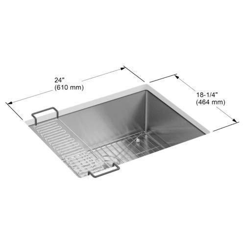 Kohler KOHLER K-5286-NA Strive 24 X 18-1/4 X 9-5/16-Inch Under-Mount Single Bowl Kitchen Sink with Basin -Rack, Stainless Steel, 1-Pack