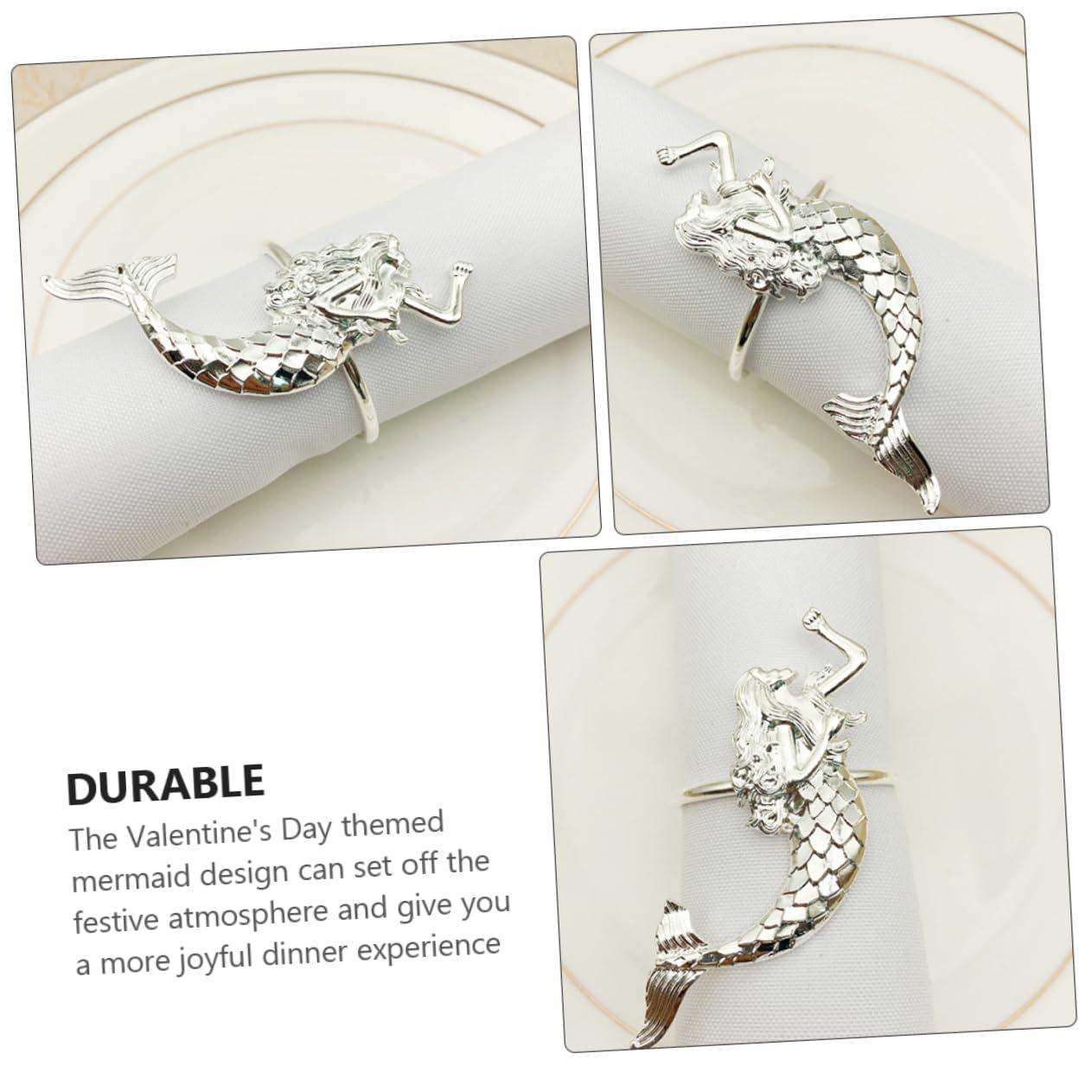 BESTonZON 2pcs Mermaid Napkin Rings Serviette Buckle Ring Fall Napkin Rings Christmas Napkin Buckles Valentine s Day Napkin Rings Mariposas Decorativas Para Pared Set up Metal Delicate