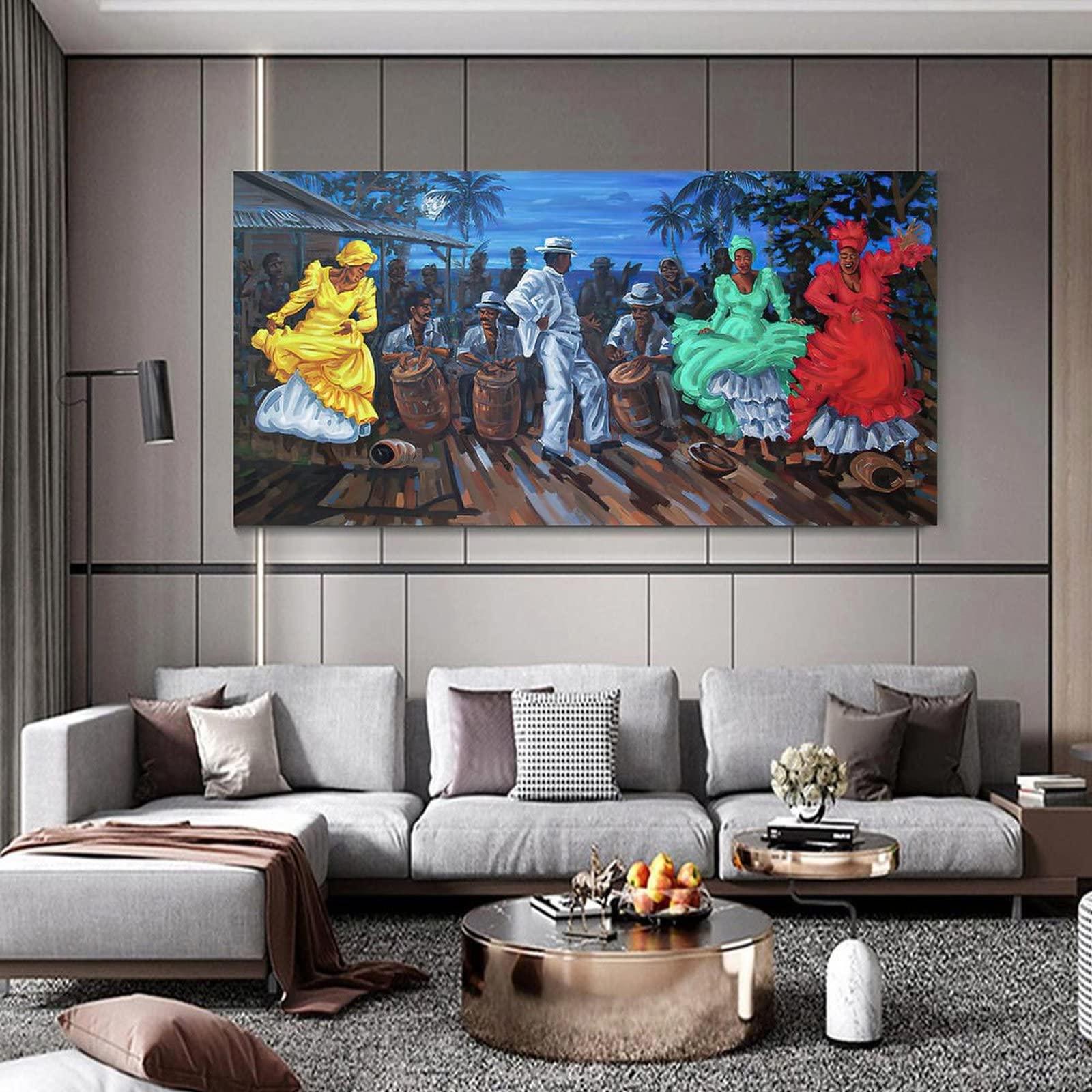ToMart Puerto Rican Dance Art Canvas Print Oil Painting Painting Puerto Rican Culture Art Decor Room Aesthe Canvas Painting Posters And Prints Wall Art Pictures for Living Room Bedroom Decor 20x40inch(50x10