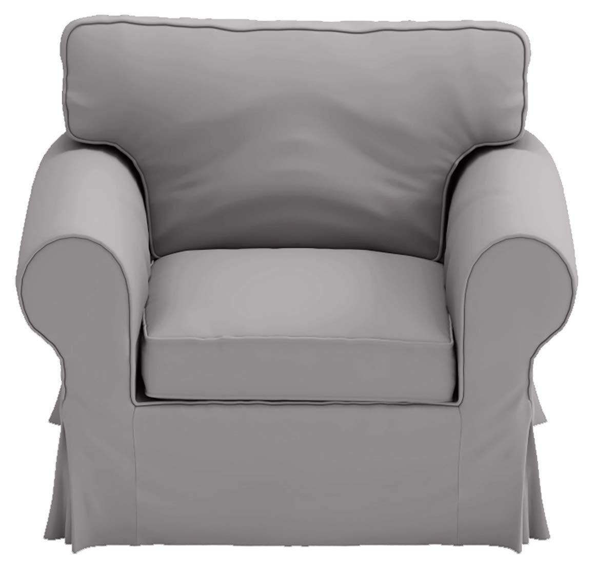Custom Slipcover Replacement Cotton Ektorp Chair Cover Replacement is Custom Made Compatible for IKEA Ektorp Armchair Cover, The Slipcover Set Only Fits Ektorp Chair (Light Gray Chair)