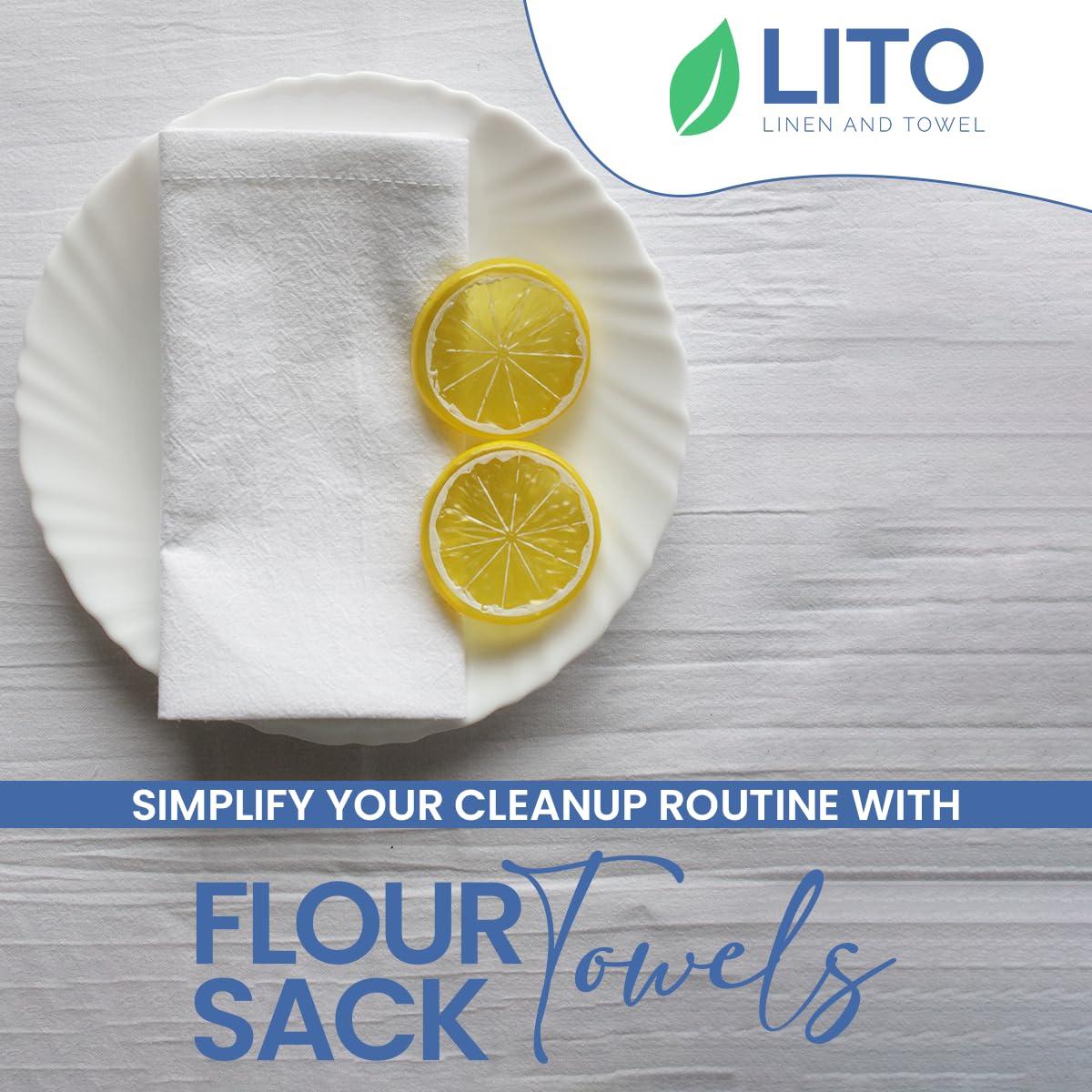 LITO LINEN AND TOWEL Flour Sack Towels |Valentines Day Tea Towel for Crafts| Kitchen Towel|Dish Towel| Cotton Blank Towel for Embroidery| Baking Bread Proofing Linen Cover|Thick Absorbent Quick Dry| 3 Pack 18\"x 28\" White