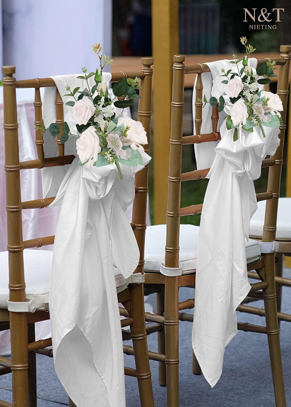 N&T NIETING N&T NIETING Rose Artificial Flowers 25pcs Fake Flowers Rose Perfect and 50pcs Foam Roses White