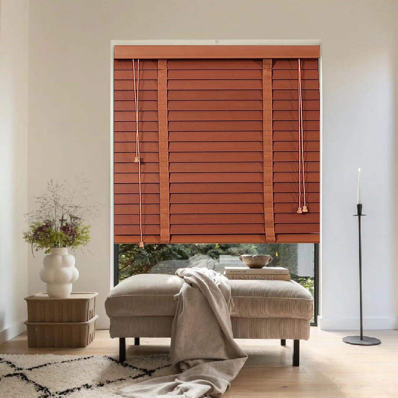 LCBDYLR Venetian Blinds Wooden,Faux Wooden Blinds,Venetian Blinds for Windows,Solid Wood Blinds, Blackout/Heat Insulation Solid Wood Venetian Shades, Privacy Curtain Shutters, Easy to Install Blinds