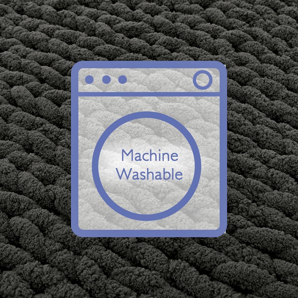 Bigacogo Bigacogo Chunky Knit Throw Blanket for Couch, 40x40 inches, 100% Hand Knitted with Thick Jumbo Chenille Yarn, Cozy Soft Large Rope Knot Cable Crochet Blankets for Sofa Bed Living Room, Dark Grey