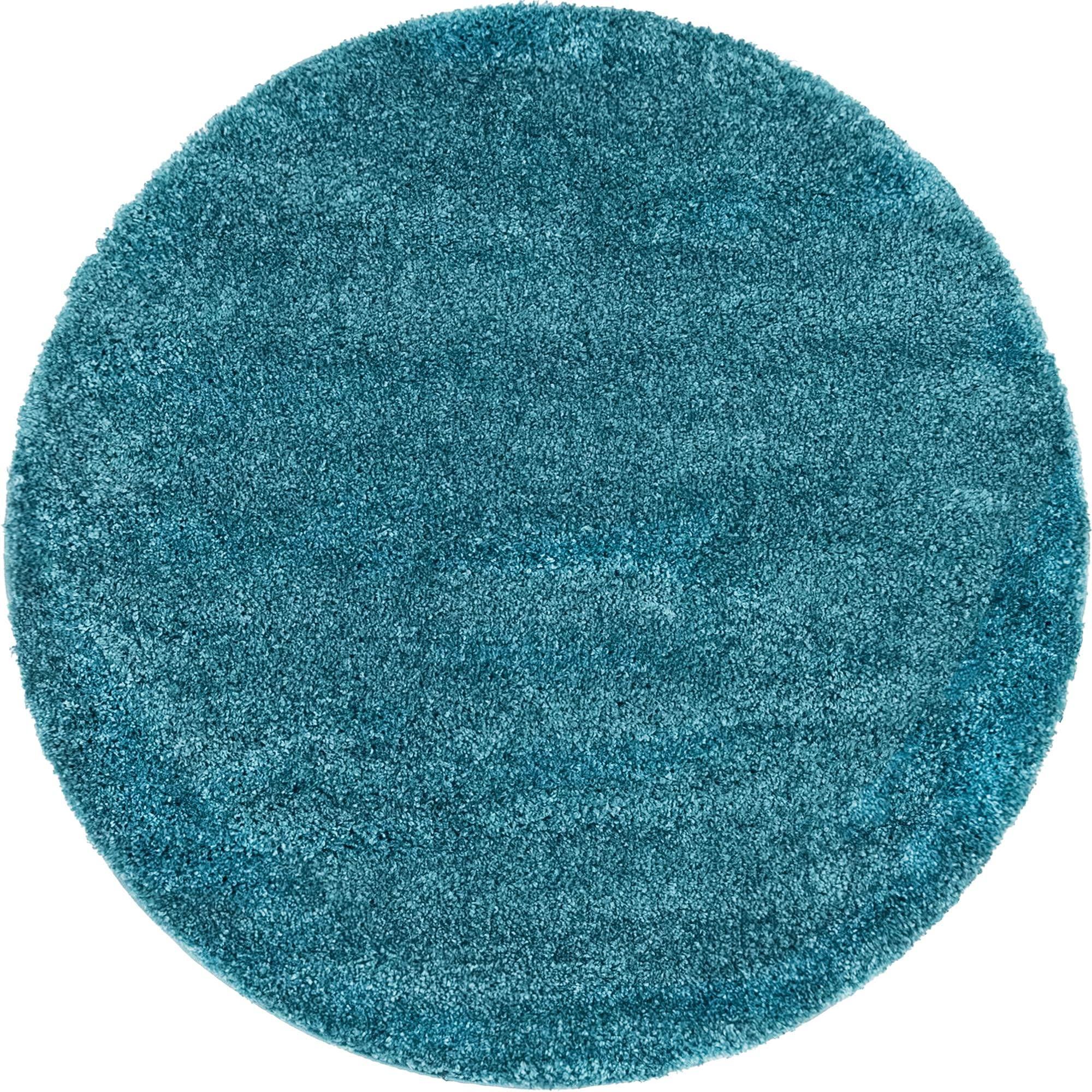 Rugs.com Rugs.com Soft Solid Shag Collection Round Rug 8 Ft Round Turquoise Shag Rug Perfect for Kitchens, Dining Rooms