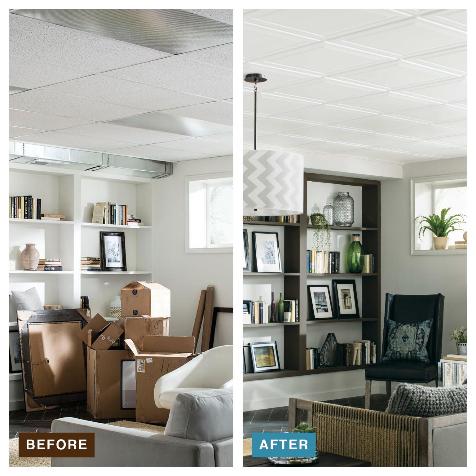 Armstrong Armstrong Ceiling Tiles; 2x2 Ceiling Tiles - 6 pc White; Acoustic Ceilings for Suspended Ceiling Grid; LEDGES 1205