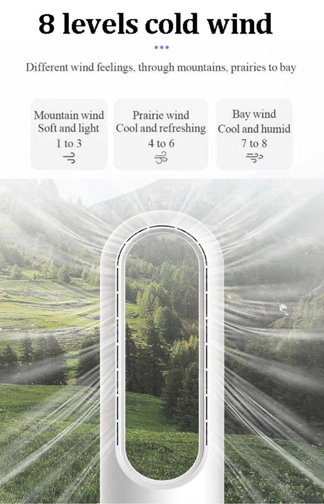 SABYDICAR SABYDICAR Bladeless Tower Fan Floor Fans Electric Table Cooling Fan Remote Household Tower Fans,8 Speeds Standing Fan,Smart Timer Oscillating Fan (Blue, 18inch-cold)